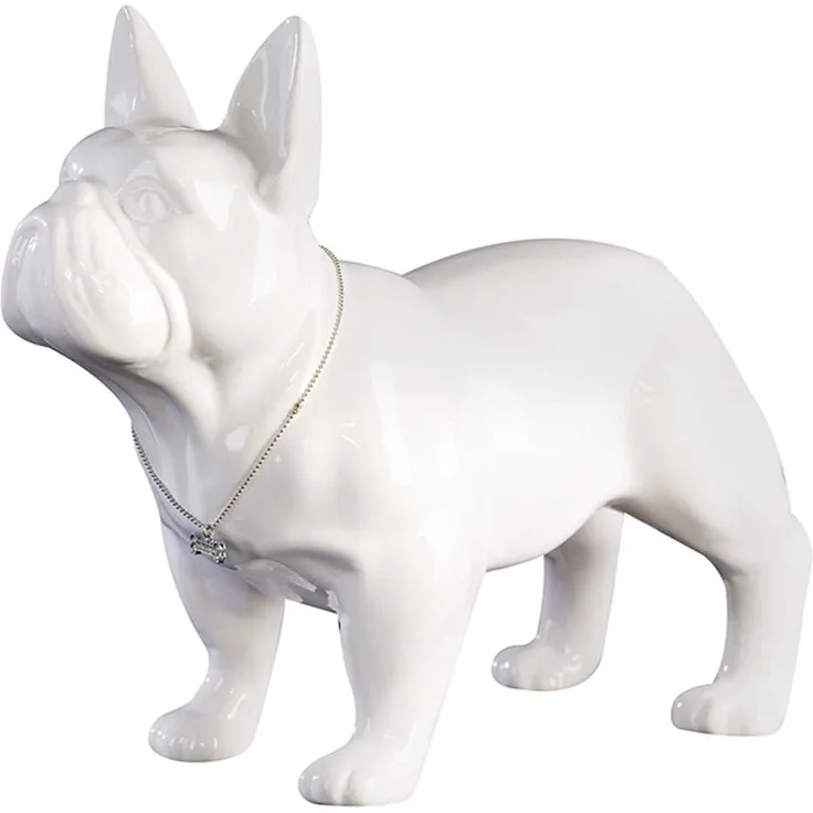 Casablanca Figur Bulli weiss Keramik H 29 cm L 35 cm 2er Set mit silber nem Halsband