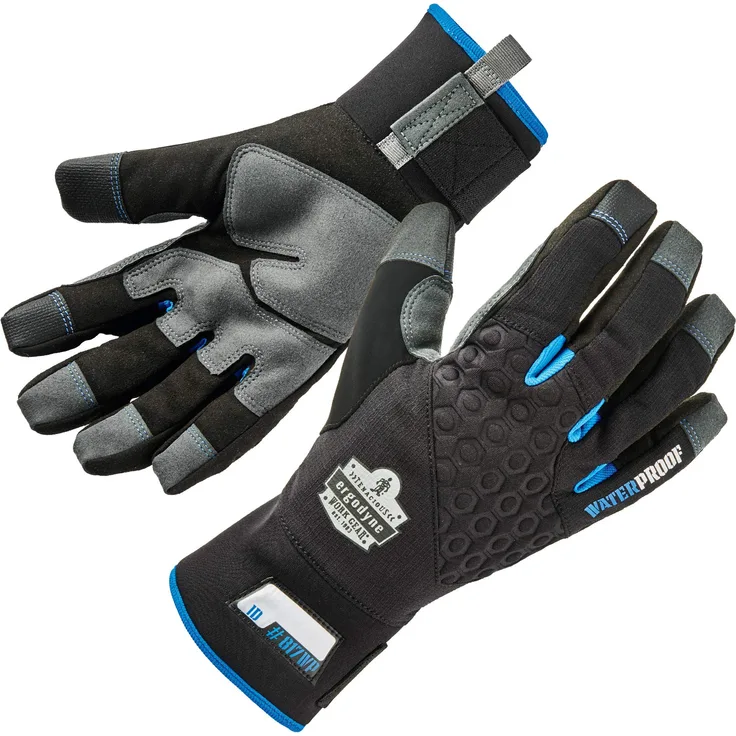 Ergodyne ProFlex Thermal Waterproof Work Gloves w-Reinforced Palms 817WP L schwarze verstärkte Thermo-Arbeitshandschuhe für den Winter, L