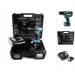 Makita DHP485SFTK Akku Schlagbohrschrauber 18 V 50 Nm Brushless + 1x Akku 3,0 Ah + Ladegerät + 101 tlg. Zubehörset + Koffer