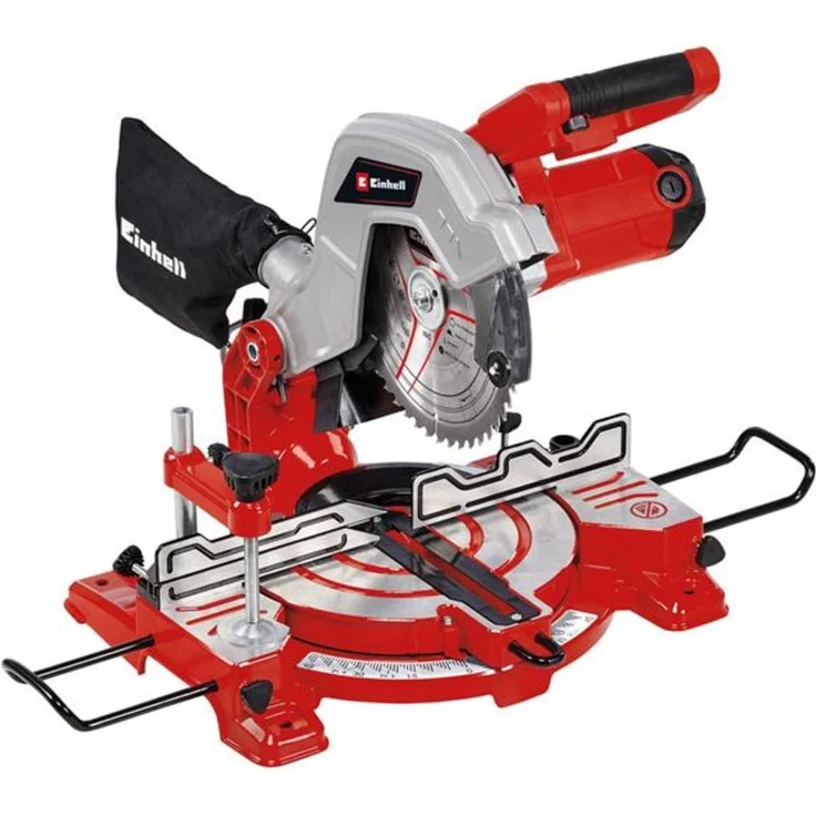 Einhell Kapp-Gehrungssäge TC-MS 216 (max. 1600 W, Ø216 x ø30 mm Sägeblatt, Arbeitstisch aus Alu-Druckguss, Drehtisch mit Einrastpositionen, Sägekopf bis 45° neigbar, inkl. Hartmetall-Sägeblatt) – Bild 1