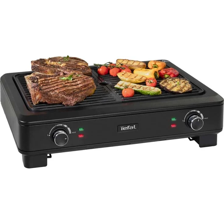 Tefal Elektrogrill Smoke Less TG9008, Elektrischer indoor BBQ Tischgrill, Wenig Rauch und Geruchsbildung, 2 unabhängige Grillflächen, Thermostate mit 5 Einstellungen, leichte Reinigung, 2000W – Bild 3