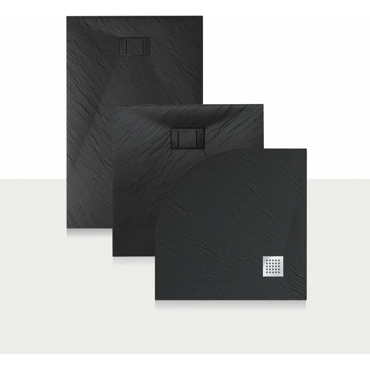 Duschwanne 100x70x2,6 CM Rechteckig Anthrazitfarbe Stein-Effekt Mod. Blend