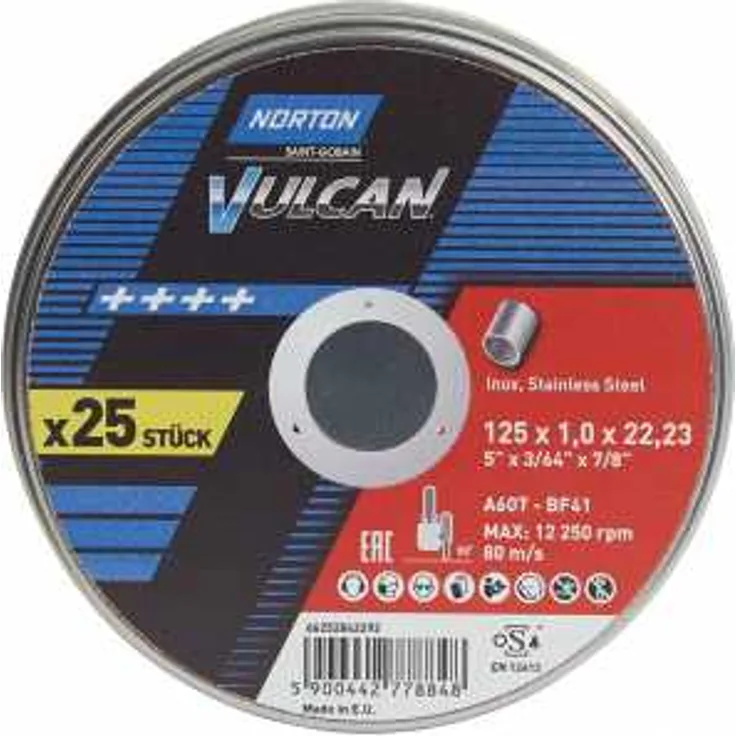 Norton Clipper Trennscheibe Dose 25 x Vulcan INOX 125 x 1,0 mm