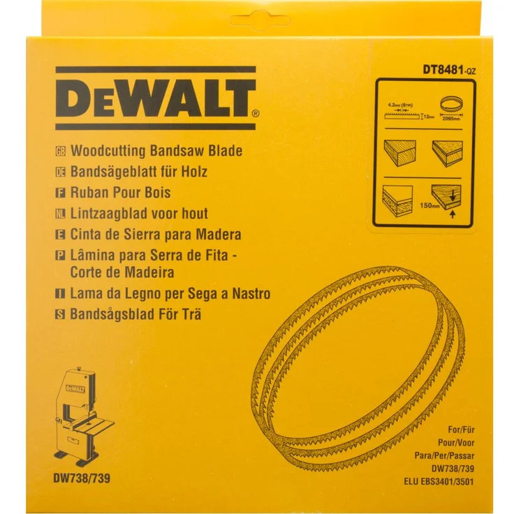 DeWalt Bandsägeblätter für DW 738-DW 739 (Länge: 2095 mm, Breite: 12 mm, Dicke: 0,6 mm, Zahnteilung: 4,2 mm) DT8481 – Bild 1