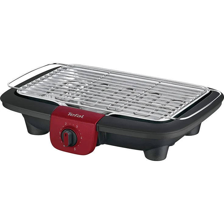 Tefal BG90F5 Easygrill Adjust Elektro-Standgrill (2300 Watt, 720 cm² Grillfläche) schwarz-Burgunderrot – Bild 2