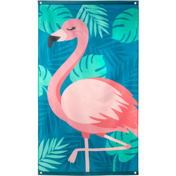flagge Flamingo junior 150 x 90 cm Polyester blau-grün-rosa