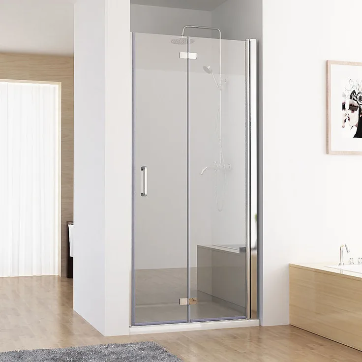 Nischentür Duschabtrennung Duschwand Dusche 180° Falttür Nano ESG 80 x 185 cm - Miqu