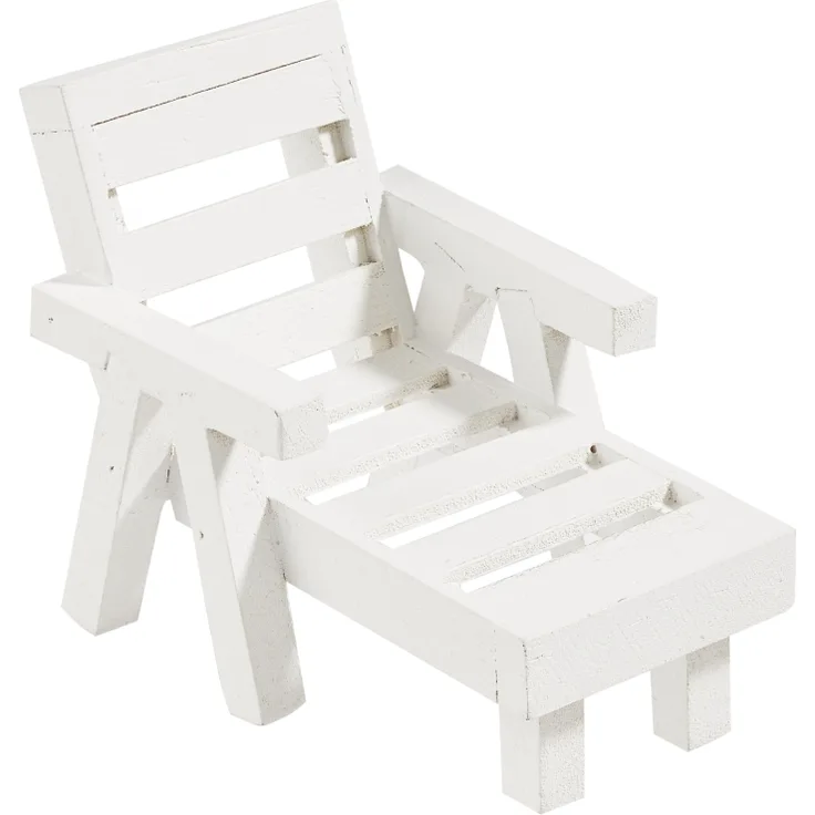 Mini Holzliege weiss 8 cm Figur Deko Tortendeko Geldgeschenk Urlaub Sonnenliege