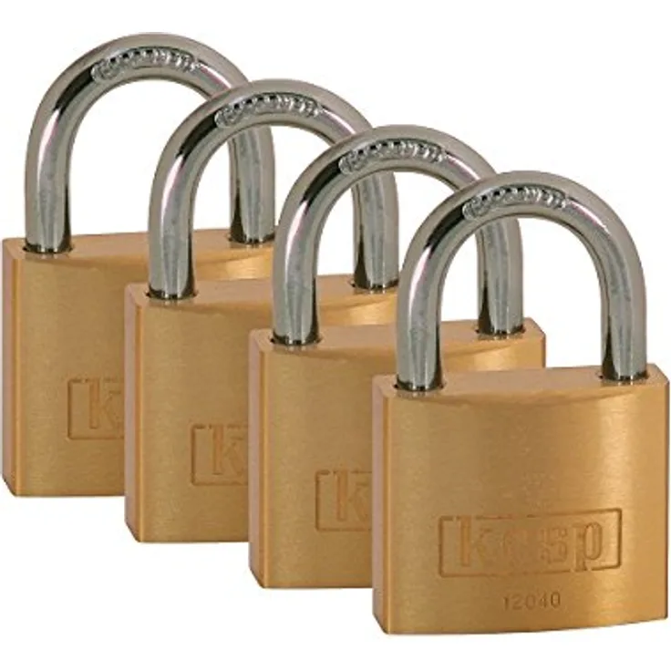 Kasp K12040D4 Vorhängeschloss, Messing-4er Pack, 40 mm, gleichschließend-Serie 120, gold, 170 x 170 mm
