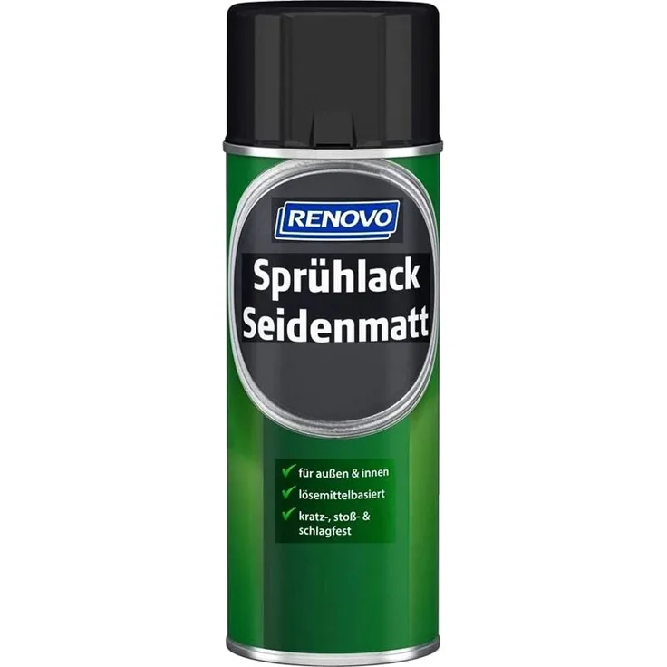 400ml Sprühlack Seidenmatt Verkehrsschwarz RAL9017 - Renovo