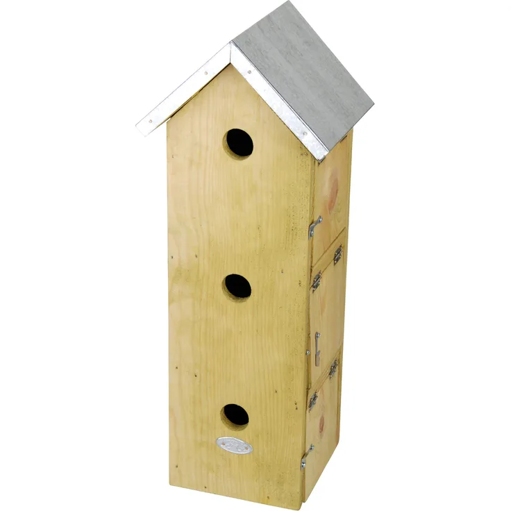 Esschert Design Nistkasten, Vogelhaus Spatzenvilla mit 3 Eingänge, ca. 20 cm x 17 cm x 51 cm