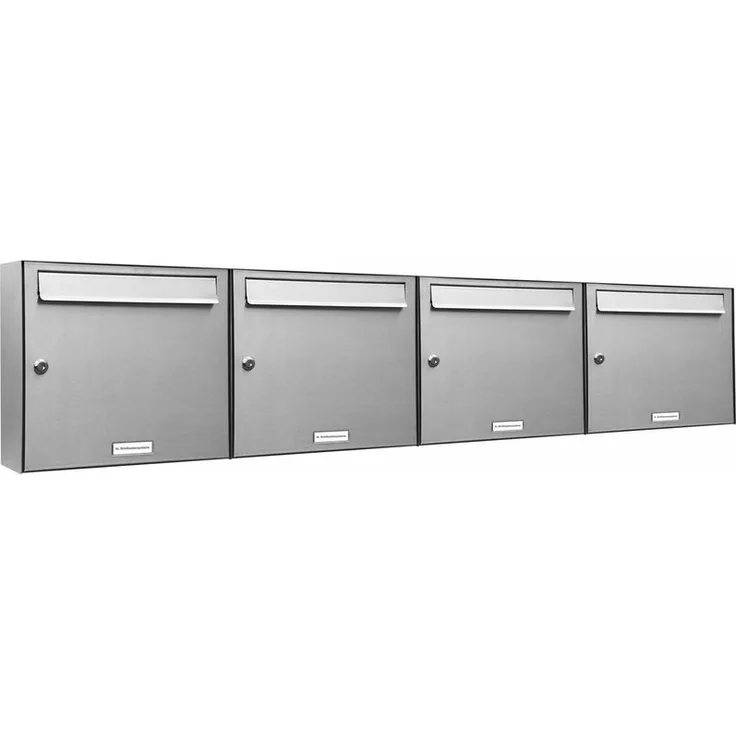 4er Edelstahl Briefkasten Anlage 4 Fach Wandbriefkasten Postkasten Ausführung 1
