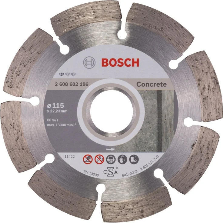 Bosch Professional Diamanttrennscheibe Standard für Concrete, 115 x 22,23 x 1,6 x 10 mm, 1-er Pack, 2608602196 – Bild 1