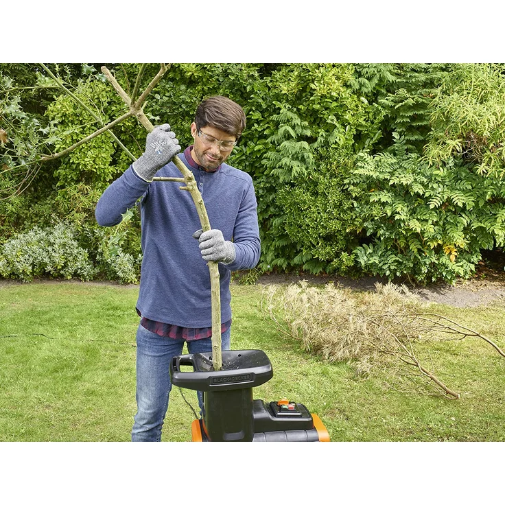 Black und Decker BEGAS5800 ElektroHäcksler Leistung 2 800 Watt Häckselsystem Messer Materialstärke 4 5 cm Fangkorbvolumen 45 l – Bild 2