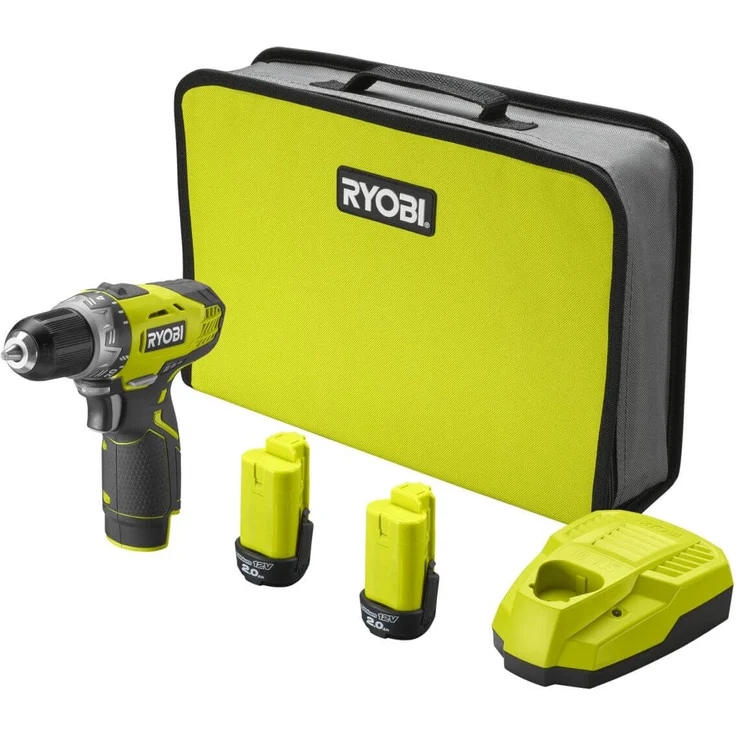 Ryobi 12 V Akku-Bohrschrauber, Drehmoment 25 Nm, inkl 2 x 2,0 Ah Akku und Ladegerät
