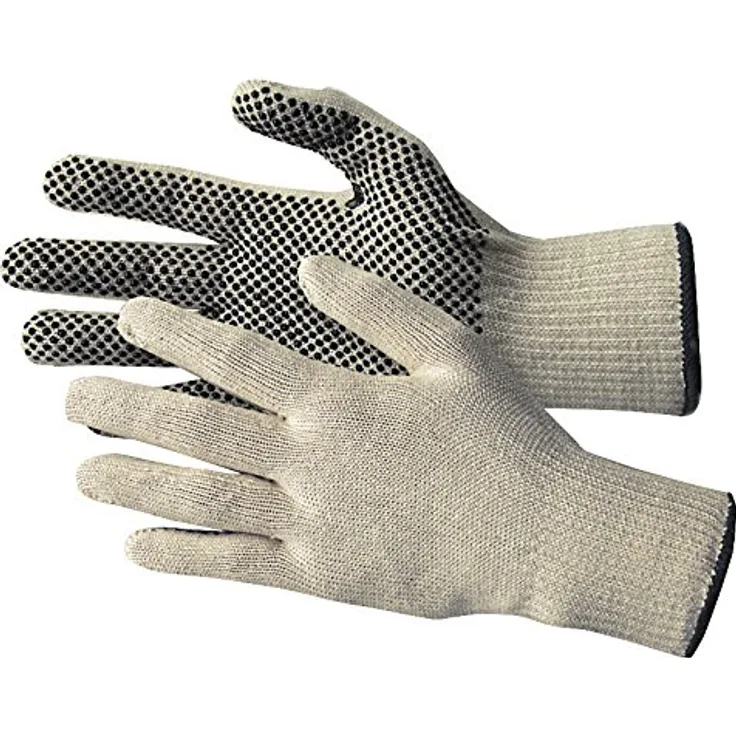 Jah 5010 Baumwoll-Strickhandschuh 12 Paar Noppen leicht natur Gr. 10