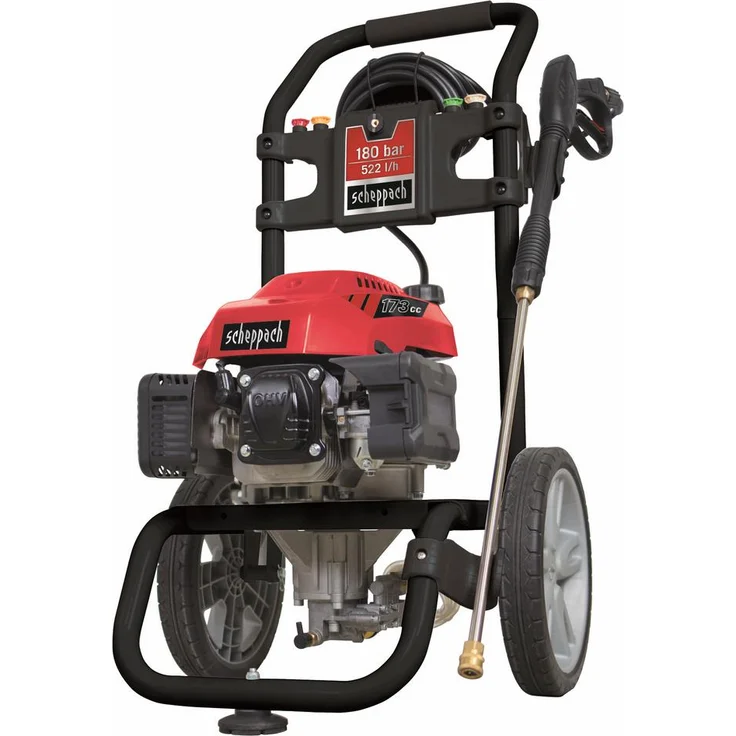 Scheppach Benzin Hochdruckreiniger HCP2600, Hochdruckpistole, 5 Düsenaufsätze, Reinigungslanze, 7,5m Schlauch und Zuführung für Reinigungsmittel, 200bar Druck, 522l/h - 4,35PS – Bild 1