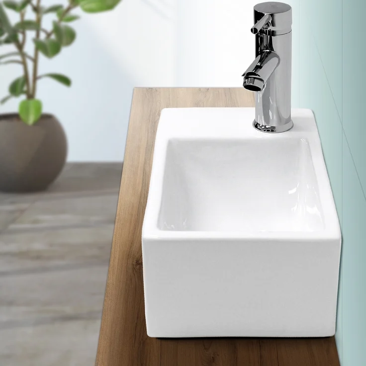 ECD Germany Waschbecken 350 x 205 x 125 mm Keramik Weiß – Bild 1