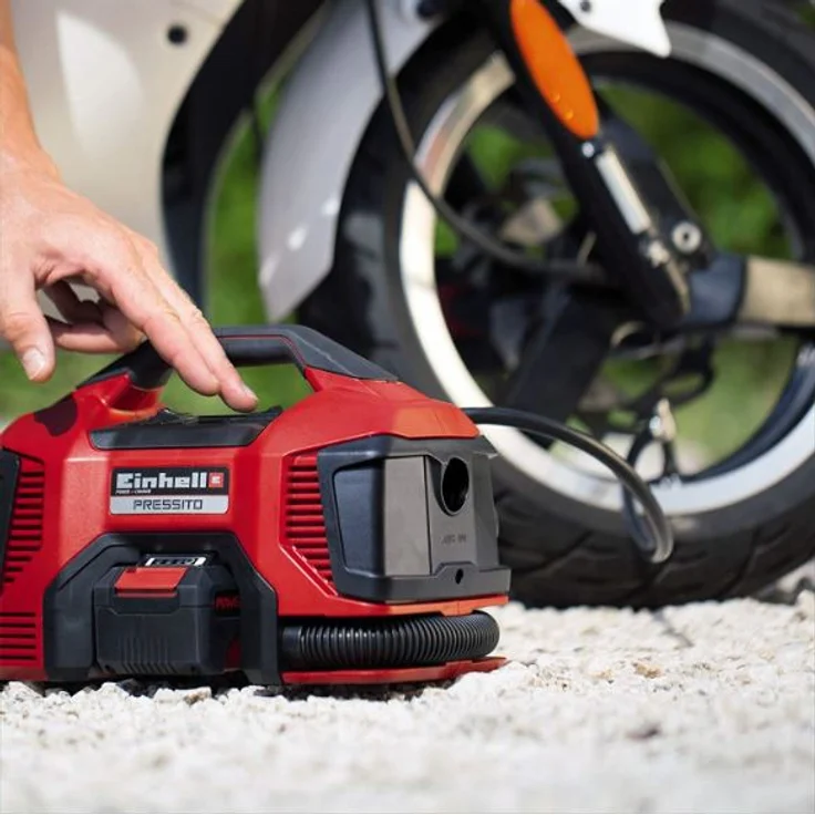 Einhell Akku-Kompressor PRESSITO Power X-Change PXC Li-Ion, 18 V, max. 11 bar, 710 mm Schlauchlänge, Hochdruck-, Niederdruckpumpe, inkl. 3-tlg. Adapter-Set, ohne Akku und Ladegerät – Bild 5