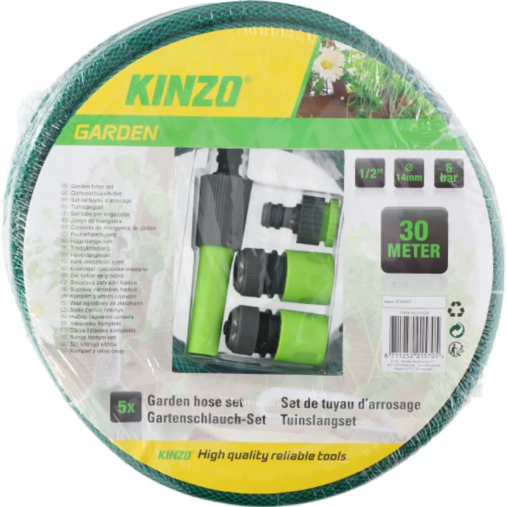 Kinzo gartenschlauch mit Düse und Anschlüssen grün 30 Meter