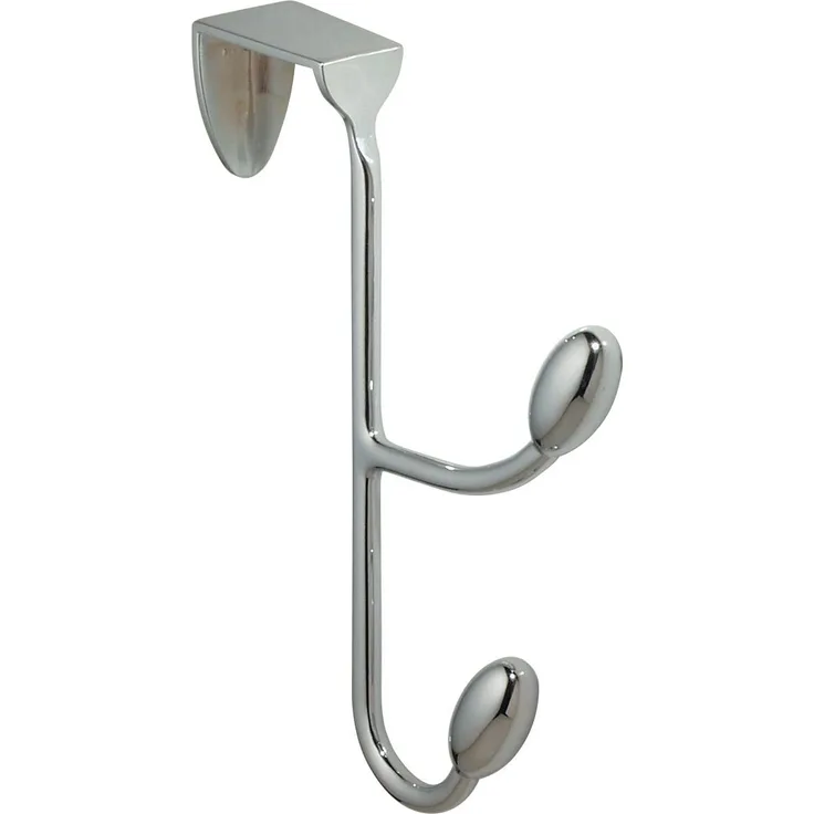 iDesign doppelter Garderobenhaken, kompakter Kleiderhaken für über die Tür aus Metall, Türhaken für Kleidung oder Accessoires, silberfarben