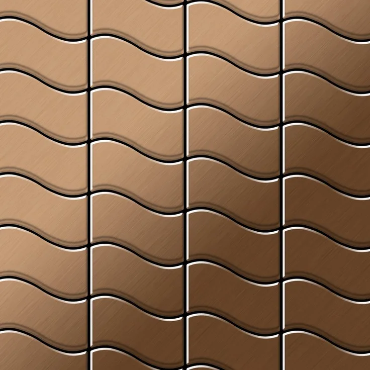 Mosaik Fliese massiv Metall Titan gebürstet in kupfer 1,6mm stark ALLOY Flux-Ti-AB Designed by Karim Rashid 0,86 m2