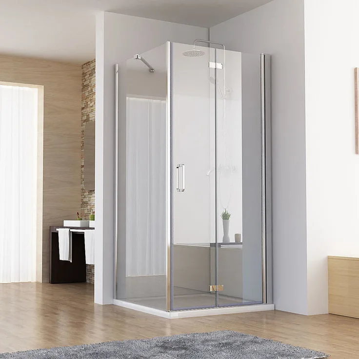 Duschkabine 75x75 cm Eckig Dusche Falttür 75 Seitenwand 75 Duschwand NANO Glas 185cm