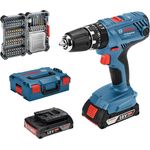 Bosch Professional 18V System Akku Schlagbohrschrauber GSB 18V-21 (2x 2,0 Ah Akku,40tlg. Zubehör Set,in L-BOXX)