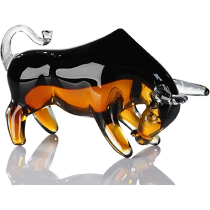 Casablanca Skulptur Stier aus Glas schwarz-amber 77406