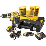 DeWalt XR Akku-Schlagbohrschrauber Set DCK795S2T Schlagbohrmaschine mit 2-Gang-Vollmetallgetriebe & bürstenlosem Motor zum Schrauben, Bohren & Schlagbohren 1 x Schlagbohrer Li-Ion 18 V + Zubehör