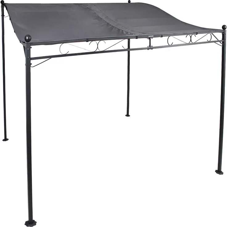 Anbaupavillon 300x250cm Stahlgestell Dach PA beschichtet wasserabweisend Grau