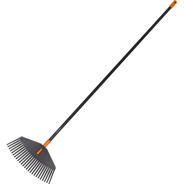 Fiskars Laubbesen, 25 Zinken, Länge: 170 cm, Breite: 41,5 cm, Kunststoff-Zinken-Aluminium-Stiel, Schwarz-Orange, M, Solid, 1003464