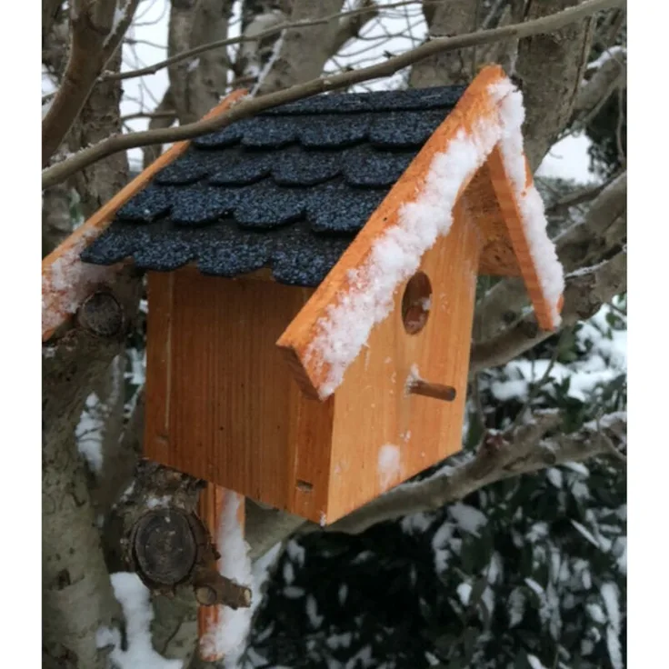 Darlux Massivholz-Nistkasten Brutstätte für kleinere Singvögel aus Holz Braun-Blau