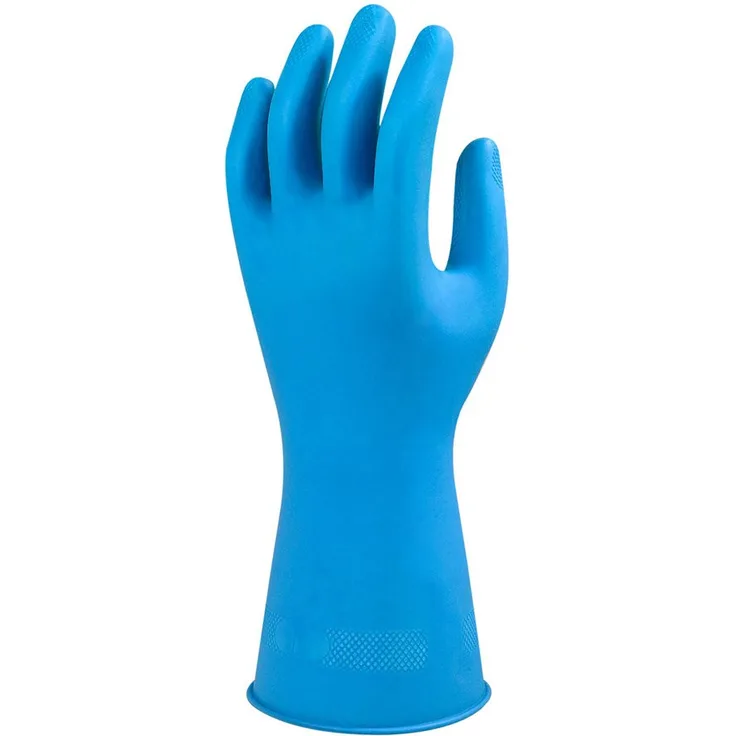 Comasec & Marigold Ansell Foodsure U12B / 8.5 Naturgummilatexhandschuh, Chemikalien und Flüssigkeitsschutz, Größe 8,5, Blau (12 Paar pro Beutel)