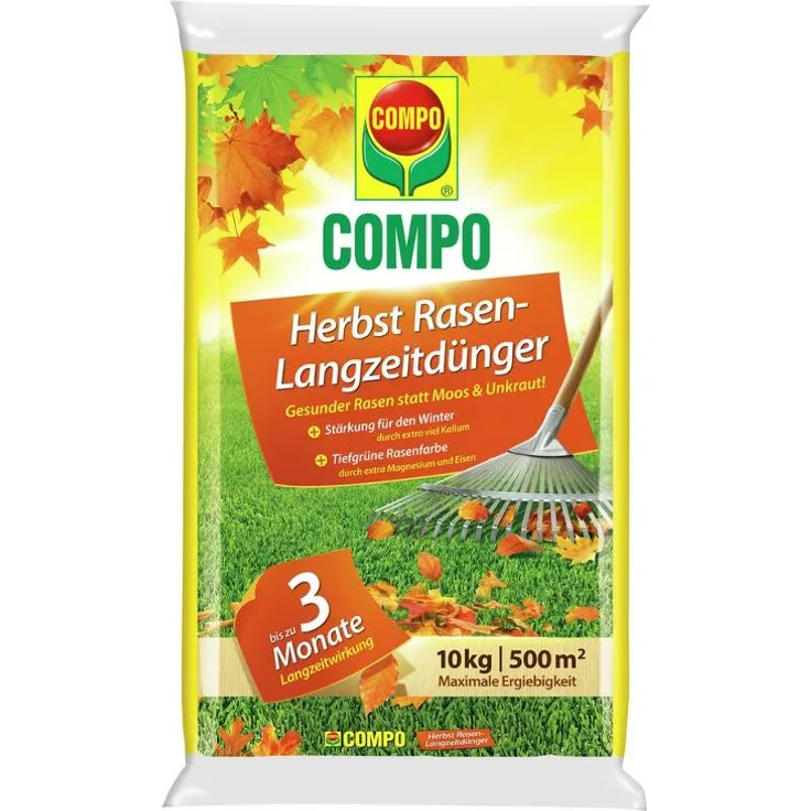 Compo Herbst Rasen-Langzeitdünger, 10 kg für 500 qm