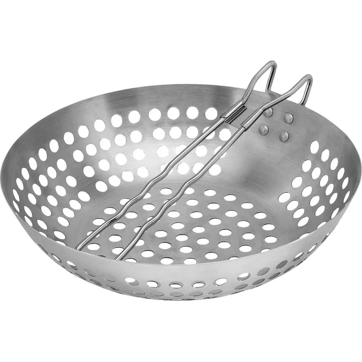 Grillwok Grill-Wok Pfanne Wokpfanne Edelstahl Grillen Wok – Bild 3
