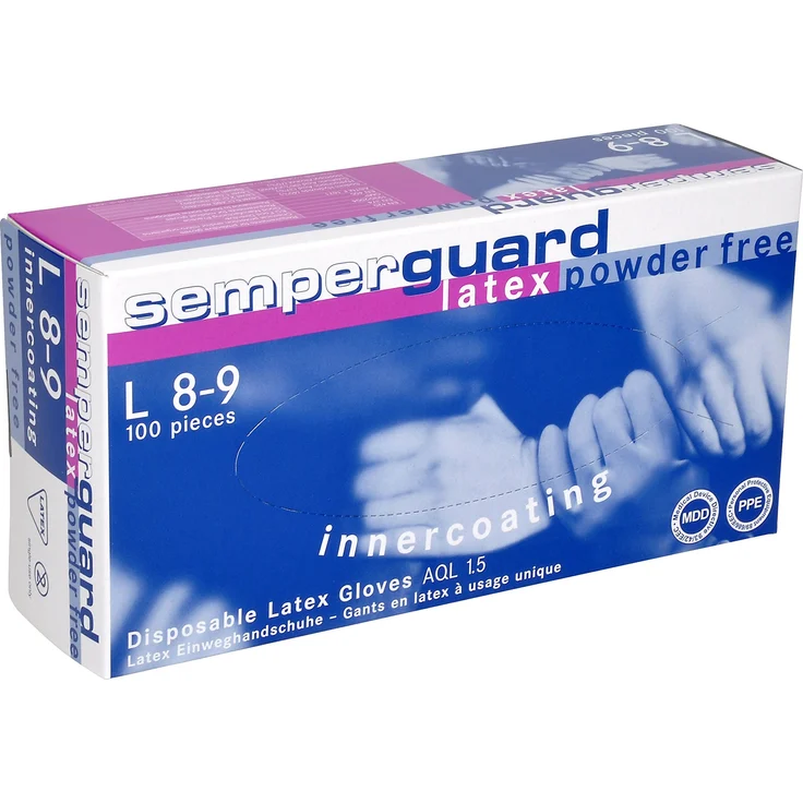 Semperguard 813780049/3000001293 Latex IC Einmalschutz und Untersuchungshandschuh aus Naturlatex, puderfrei, Größe XL, 9-10, Naturweiß (90 er-Pack) – Bild 1