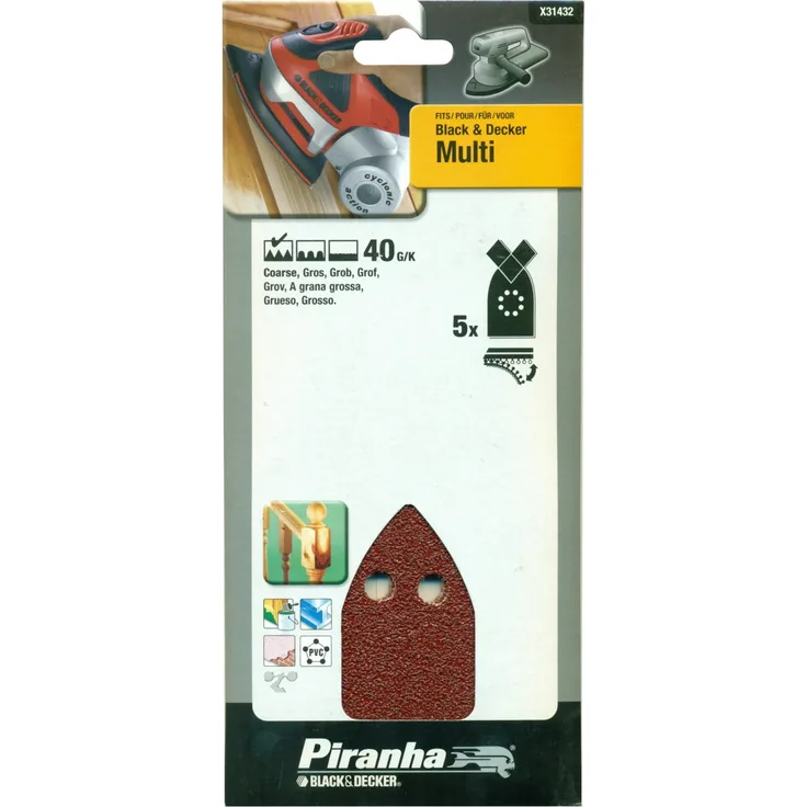 5x Black&Decker Multi Schleifpapier 40/60/80/120 Klett Schleif Blätter Scheiben Grob 40 G/K
