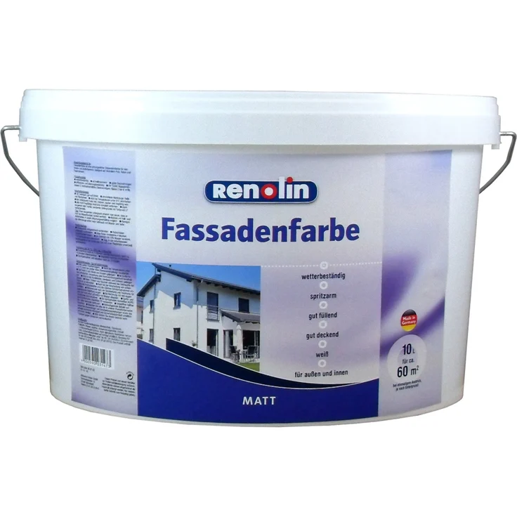 Wilckens - Renolin Fassadenfarbe Weiß Wandfarbe Außenfarbe Fassade Farbe - weiß – Bild 1