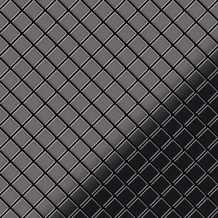 Alloy Mosaik Fliese massiv Metall Titan hochglänzend in dunkelgrau 1,6mm stark Diamond-Ti-SM 0,91 m2
