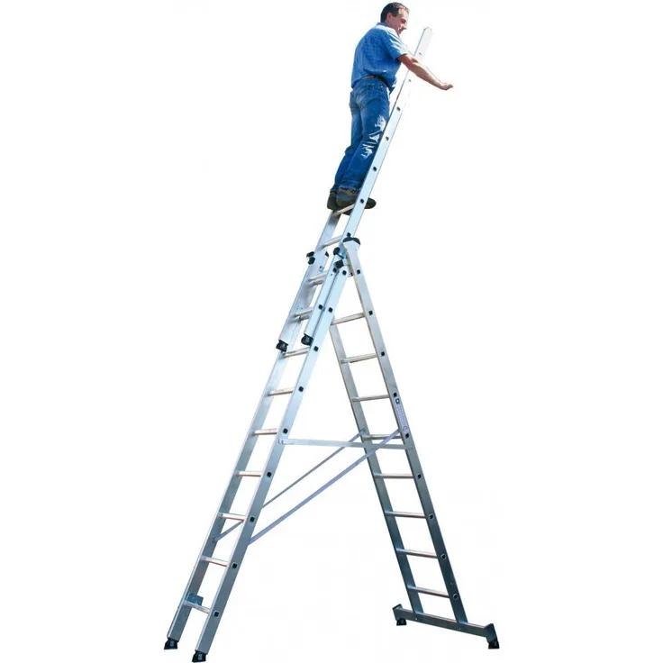 Aluminium Mehrzweckleiter inkl. Traverse Arbeitshöhe (max.): 10.6 m Günzburger Steigtechnik 11144 Silber 36 kg Silber