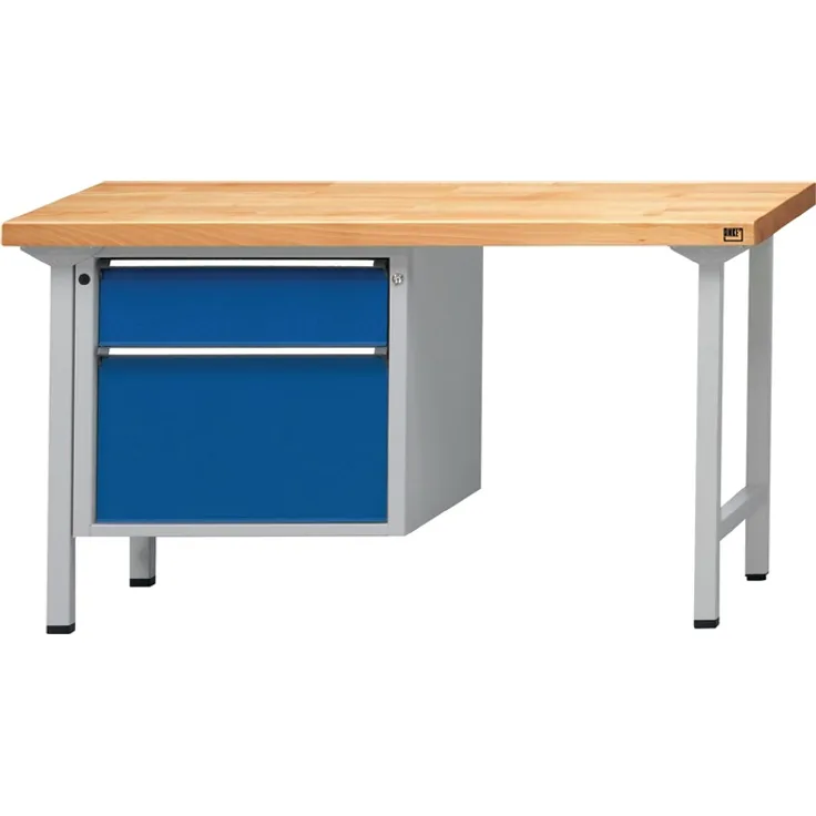 Werkbank V B2000xT700xH840mm Buche grau blau Anz.Schubl.xH 1x180,1x360mm