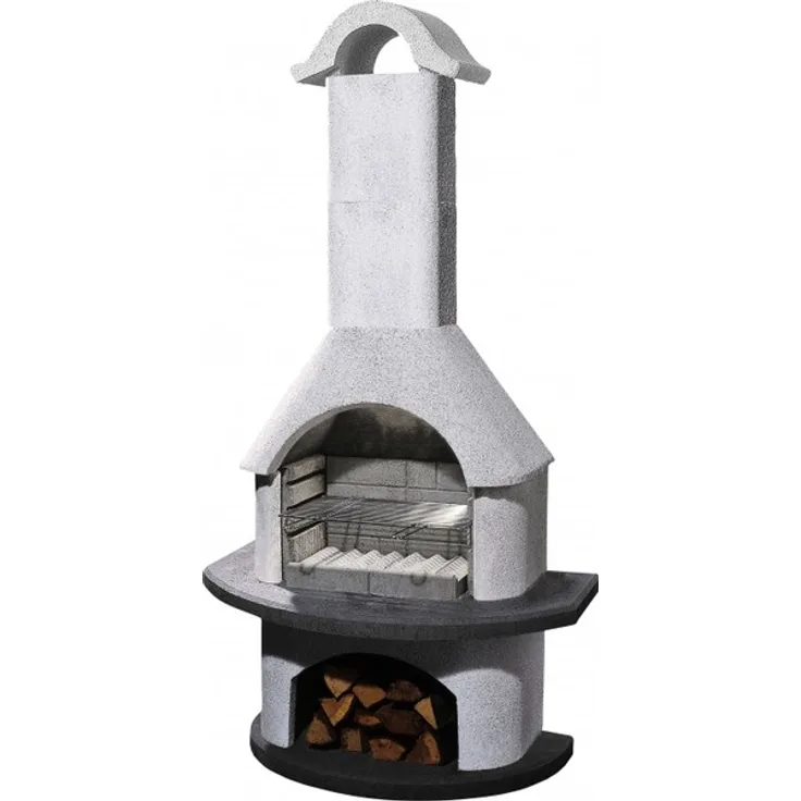 Buschbeck 90005.000 Holzkohlegrillkamin Verona, weiß-anthrazit, 206 x 110 x 65 cm, Grillfläche 53 x 34 cm