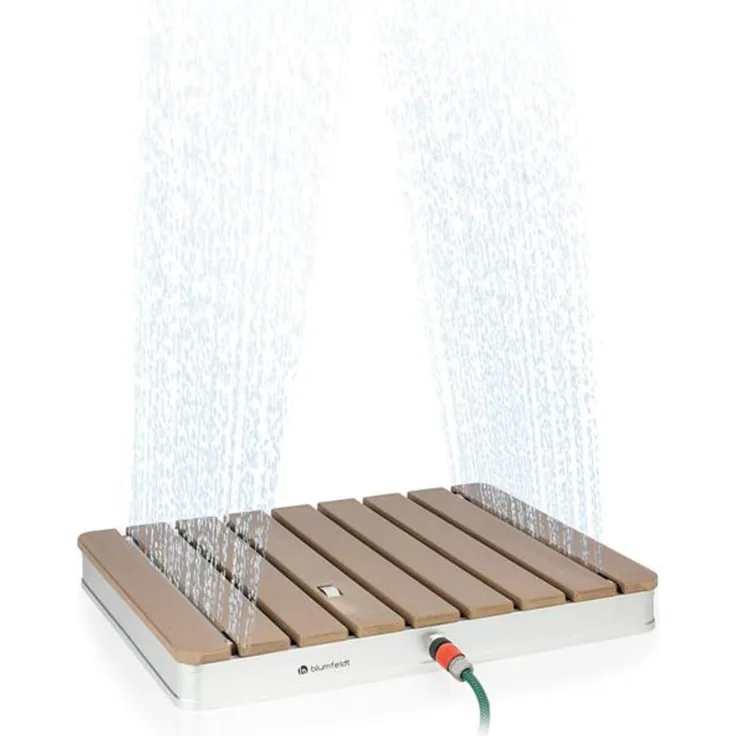 Sumatra Breeze SQ Gartendusche WPC Aluminium 70 x 55 cm eckig Braun 4 m Fontänenhöhe rutschfeste Standfläche Bodendusche - Preisvergleich