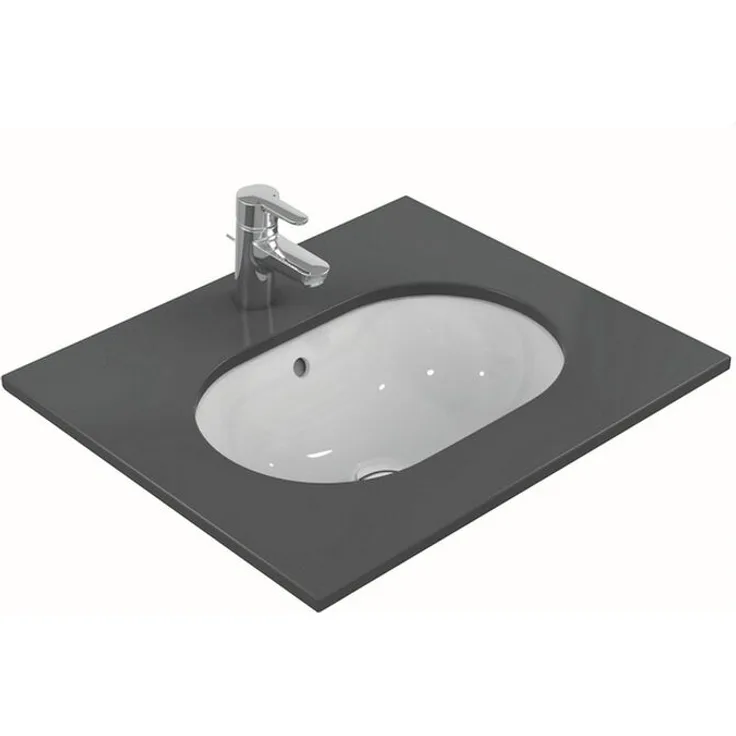 Ideal Standard Connect Unterbauwaschtisch oval B:55xT:38cm ohne Hahnloch mit Überlauf weiß E504801