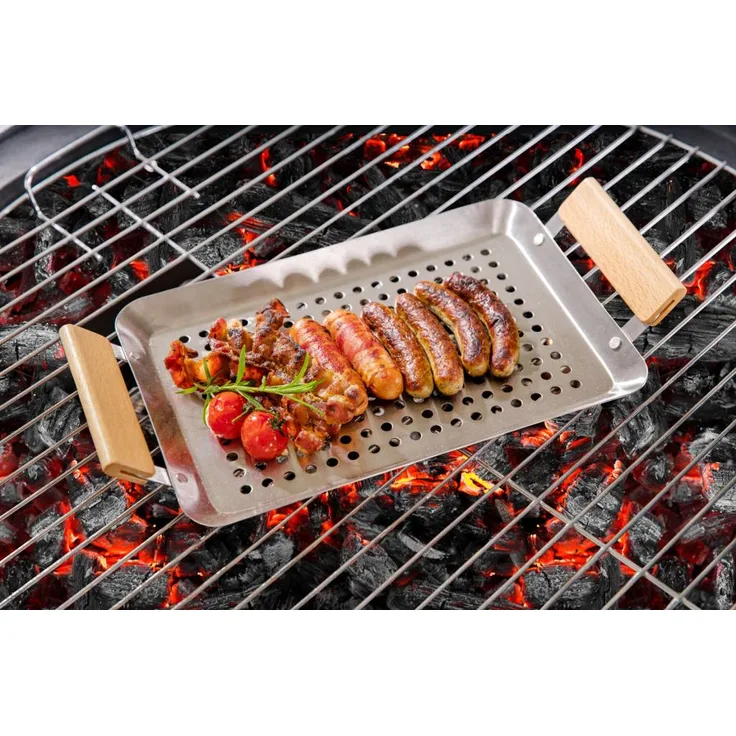 Edelstahl Grillschale Padella für Gemüse Fisch Fleisch 34x18,5cm 203650219-HE
