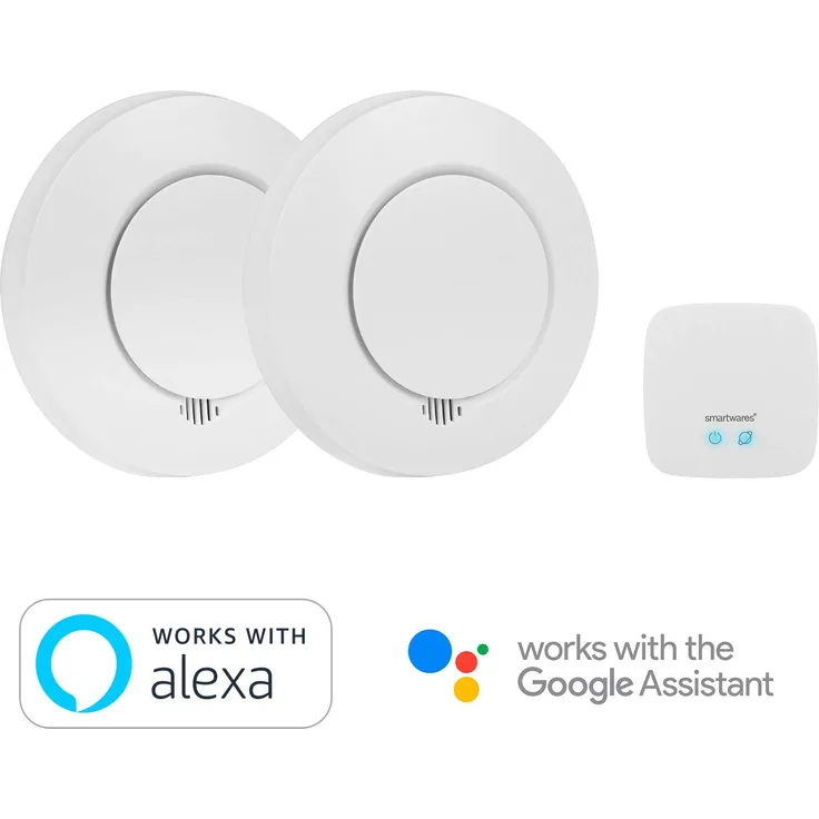 Smartwares SH8-99103 Smart Home Rauchmelder Set- Intelligenter Alarm per App auf Smartphone und lokal - Alexa & Google kompatible