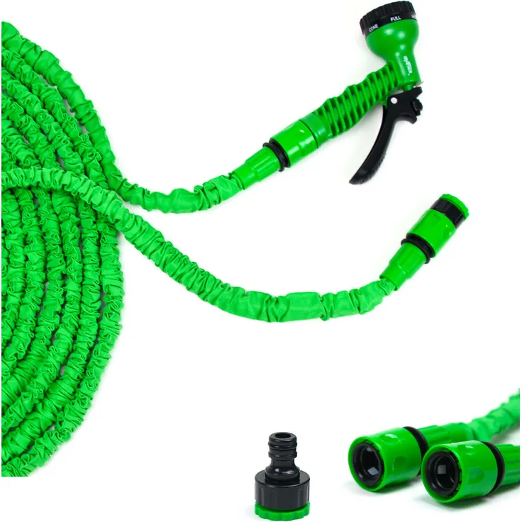 Grafner Flexibler 1/2 Gartenschlauch inkl. 7 Funktionen Brause 7,5m - 30m stabiler Latexkern grün, dehnbar