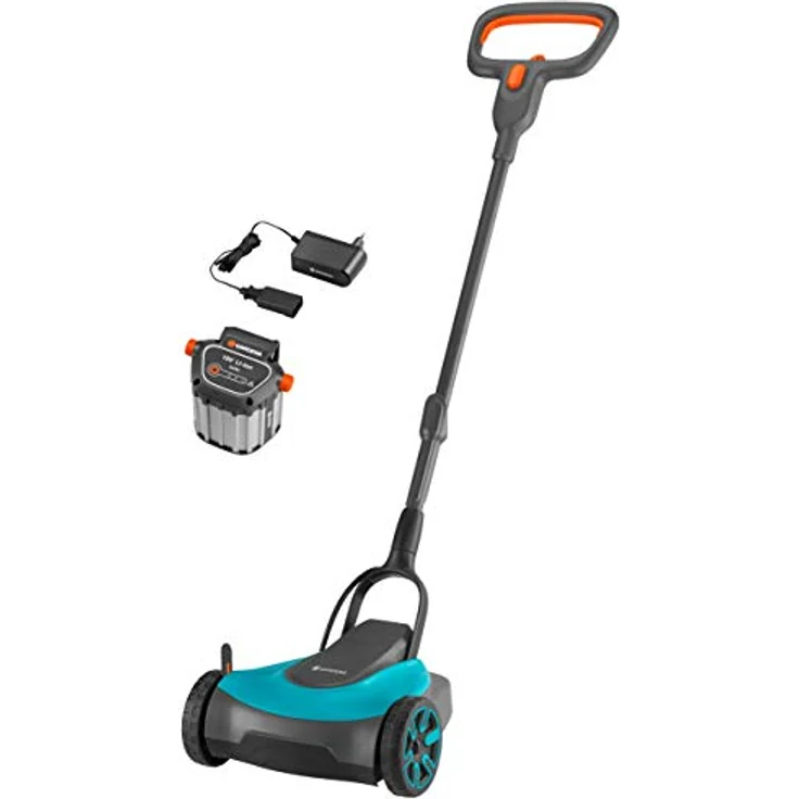 GARDENA Akku-Rasenmäher HandyMower Li-18-22 Ready-To-Use Set: Handrasenmäher, mit 22 cm Schnittbreite für bis zu 50 qm Rasenfläche, Schnitthöhe 30-50 mm, Mulchfunktion, inkl. 18 V Akku (5023-20) – Bild 1