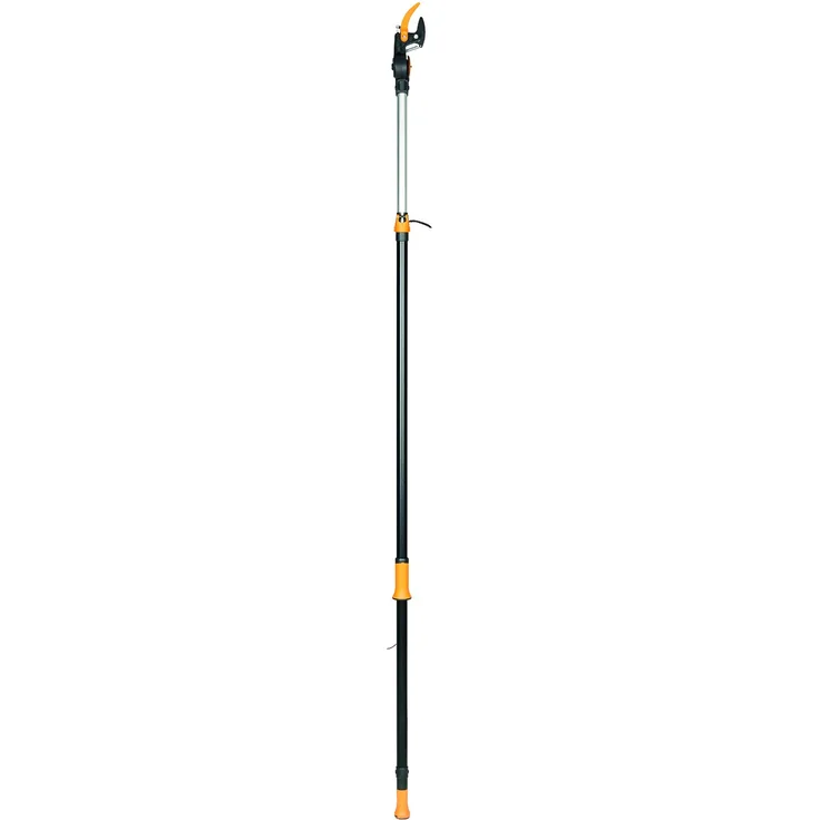 Fiskars Bypass Teleskop-Schneidgiraffe für frische Äste und Zweige, Antihaftbeschichtet, Stahlklinge/Aluminiumstiel, Länge 2,4 - 4 m, Schwarz/Orange, UPX86, 1023624